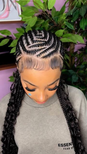 Close-up of braids with a natural-looking lace-front hairline